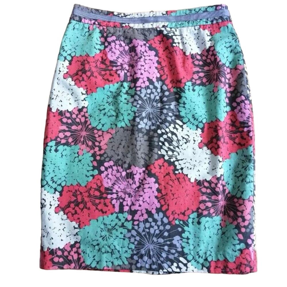Boden Cotton Pencil Skirt Size 10R Pink Blue Dandelion Straight Pencil Lined - Picture 3 of 11